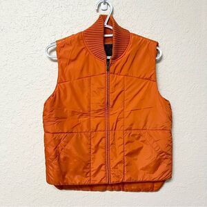 Lauren Ralph Lauren Womens Nylon Puff Vest Orange Zip Size S Sleeveless